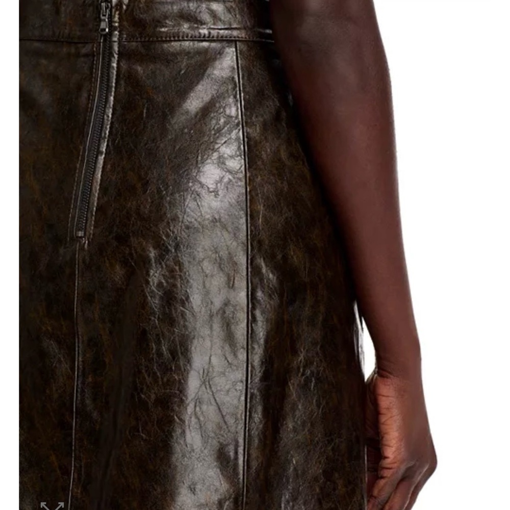 KOBI HALPERIN ZADIE SKIRT FAUX Brown Leather vegan Skirt Sz 4 NEW NWT - Picture 3 of 8